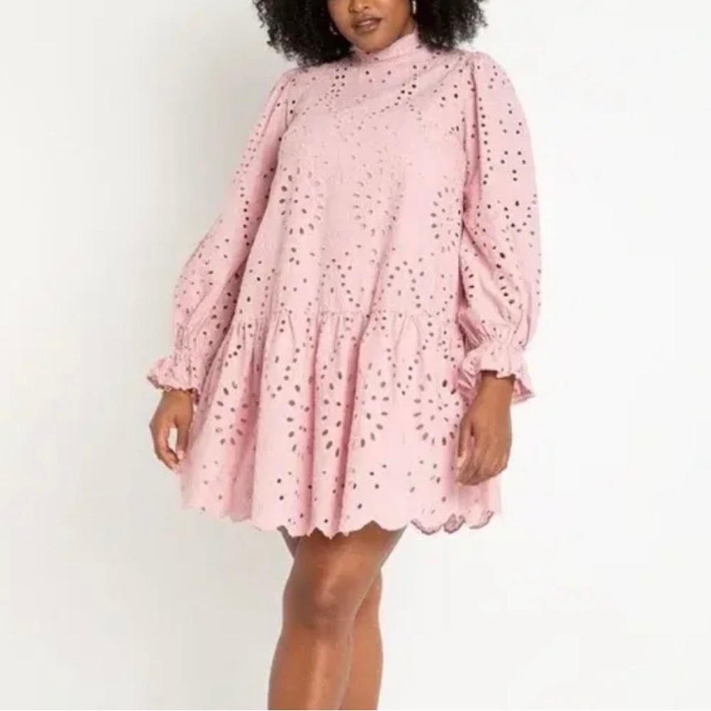 ELOQUII Eyelet Easy Dress